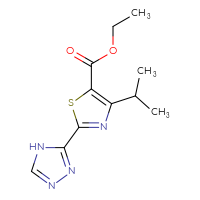 Chemical structure of ethyl 4-(propan-2-yl)-2-(4H-1,2,4-triazol-3-yl)-1,3-thiazole-5-carboxylate - CSSB00002992671