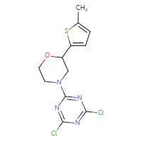 Chemical structure of 2,4-dichloro-6-[2-(5-methylthiophen-2-yl)morpholin-4-yl]-1,3,5-triazine - CSSB21332153726