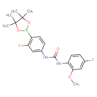 Chemical structure of 3-(4-fluoro-2-methoxyphenyl)-1-[3-fluoro-4-(4,4,5,5-tetramethyl-1,3,2-dioxaborolan-2-yl)phenyl]urea - CSSB21332149945