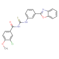 Chemical structure of 1-[3-(1,3-benzoxazol-2-yl)phenyl]-3-(3-chloro-4-methoxybenzoyl)thiourea - CSSB00121706361