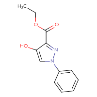 Chemical structure of ethyl 4-hydroxy-1-phenyl-1H-pyrazole-3-carboxylate - CSSB00000682963
