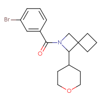 Chemical structure of 2-(3-bromobenzoyl)-1-(oxan-4-yl)-2-azaspiro[3.3]heptane - CSSB00100841444