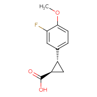 Chemical structure of (1R,2R)-2-(3-fluoro-4-methoxyphenyl)cyclopropane-1-carboxylic acid - CSSB00102739051