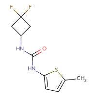 Chemical structure of 3-(3,3-difluorocyclobutyl)-1-(5-methylthiophen-2-yl)urea - CSSB01994512068