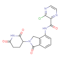 Chemical structure of 3-chloro-N-[2-(2,6-dioxopiperidin-3-yl)-1-oxo-2,3-dihydro-1H-isoindol-4-yl]pyrazine-2-carboxamide - CSSB03515462232