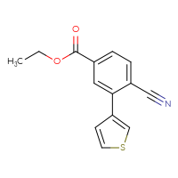 Chemical structure of ethyl 4-cyano-3-(thiophen-3-yl)benzoate - CSSB06584608623