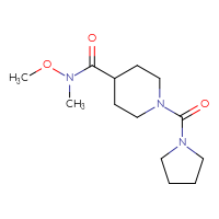 Chemical structure of N-methoxy-N-methyl-1-(pyrrolidine-1-carbonyl)piperidine-4-carboxamide - CSSB02014413945