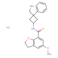 Chemical structure of N-[3-(aminomethyl)-3-phenylcyclobutyl]-5-methoxy-2,3-dihydro-1-benzofuran-7-carboxamide hydrochloride - CSSB20620694197