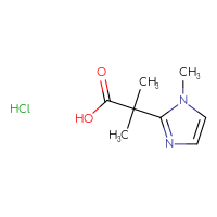 Chemical structure of 2-methyl-2-(1-methyl-1H-imidazol-2-yl)propanoic acid hydrochloride - CSSB00102837215