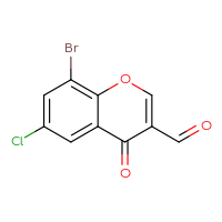 Chemical structure of 8-bromo-6-chloro-4-oxo-4H-chromene-3-carbaldehyde - CSSB00010004739