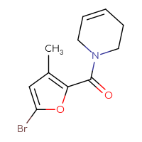 Chemical structure of 1-(5-bromo-3-methylfuran-2-carbonyl)-1,2,3,6-tetrahydropyridine - CSSB01992555406