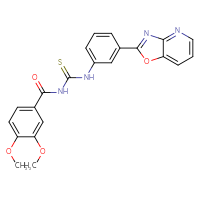 Chemical structure of 3-(3,4-dimethoxybenzoyl)-1-(3-{[1,3]oxazolo[4,5-b]pyridin-2-yl}phenyl)thiourea - CSSB00121643560