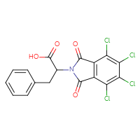 Chemical structure of 3-phenyl-2-(4,5,6,7-tetrachloro-1,3-dioxo-2,3-dihydro-1H-isoindol-2-yl)propanoic acid - CSSB00121691789