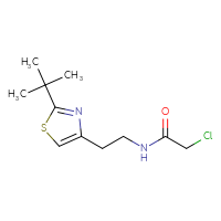 Chemical structure of N-[2-(2-tert-butyl-1,3-thiazol-4-yl)ethyl]-2-chloroacetamide - CSSB01722227956