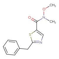 Chemical structure of 2-benzyl-N-methoxy-N-methyl-1,3-thiazole-5-carboxamide - CSSB02004560659