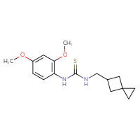 Chemical structure of 1-(2,4-dimethoxyphenyl)-3-({spiro[2.3]hexan-5-yl}methyl)thiourea - CSSB21432509927