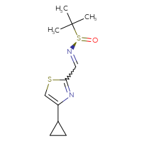 Chemical structure of (R)-N-[(4-cyclopropyl-1,3-thiazol-2-yl)methylidene]-2-methylpropane-2-sulfinamide - CSSB00123571545