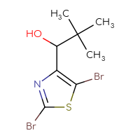 Chemical structure of 1-(2,5-dibromo-1,3-thiazol-4-yl)-2,2-dimethylpropan-1-ol - CSSB21246421077