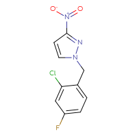 Chemical structure of 1-[(2-chloro-4-fluorophenyl)methyl]-3-nitro-1H-pyrazole - CSSB00132533692