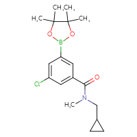 Chemical structure of 3-chloro-N-(cyclopropylmethyl)-N-methyl-5-(4,4,5,5-tetramethyl-1,3,2-dioxaborolan-2-yl)benzamide - CSSB02526686199