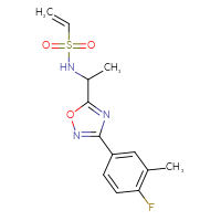 Chemical structure of N-{1-[3-(4-fluoro-3-methylphenyl)-1,2,4-oxadiazol-5-yl]ethyl}ethene-1-sulfonamide - CSSB21332053222