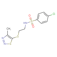 Chemical structure of 4-chloro-N-{2-[(4-methyl-1,2,3-thiadiazol-5-yl)sulfanyl]ethyl}benzene-1-sulfonamide - CSSB00138428884