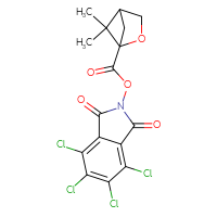 Chemical structure of 4,5,6,7-tetrachloro-1,3-dioxo-2,3-dihydro-1H-isoindol-2-yl 5,5-dimethyl-2-oxabicyclo[2.1.1]hexane-1-carboxylate - CSSB20271340551