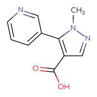 Chemical structure of 1-methyl-5-(pyridin-3-yl)-1H-pyrazole-4-carboxylic acid - CSSB00015878843