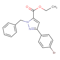 Chemical structure of ethyl 1-benzyl-3-(4-bromophenyl)-1H-pyrazole-5-carboxylate - CSSB00103154536