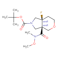 Chemical structure of rac-tert-butyl (3aR,7aR)-7a-fluoro-3a-[methoxy(methyl)carbamoyl]-octahydropyrano[3,4-c]pyrrole-2-carboxylate - CSSB21291563821