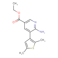 Chemical structure of ethyl 6-amino-5-(2,5-dimethylthiophen-3-yl)pyridine-3-carboxylate - CSSB06582808586