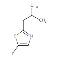 Chemical structure of 5-iodo-2-(2-methylpropyl)-1,3-thiazole - CSSB03551351806