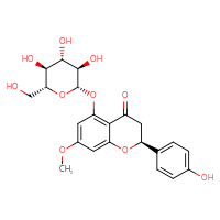 Chemical structure of (2S)-2-(4-hydroxyphenyl)-7-methoxy-5-{[(2S,3R,4S,5S,6R)-3,4,5-trihydroxy-6-(hydroxymethyl)oxan-2-yl]oxy}-3,4-dihydro-2H-1-benzopyran-4-one - CSSB00102646689