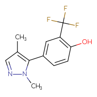 Chemical structure of 4-(1,4-dimethyl-1H-pyrazol-5-yl)-2-(trifluoromethyl)phenol - CSSB06594592199