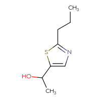 Chemical structure of 1-(2-propyl-1,3-thiazol-5-yl)ethan-1-ol - CSSB00011720962