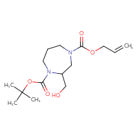 Chemical structure of 1-tert-butyl 4-prop-2-en-1-yl 2-(hydroxymethyl)-1,4-diazepane-1,4-dicarboxylate - CSSB03496575418