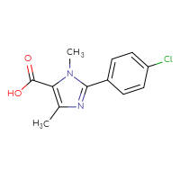 Chemical structure of 2-(4-chlorophenyl)-1,4-dimethyl-1H-imidazole-5-carboxylic acid - CSSB00102589621