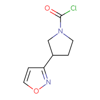 Chemical structure of 3-(1,2-oxazol-3-yl)pyrrolidine-1-carbonyl chloride - CSSB14990427132