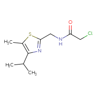 Chemical structure of 2-chloro-N-{[5-methyl-4-(propan-2-yl)-1,3-thiazol-2-yl]methyl}acetamide - CSSB01564116975