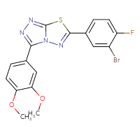 Chemical structure of 6-(3-bromo-4-fluorophenyl)-3-(3,4-dimethoxyphenyl)-[1,2,4]triazolo[3,4-b][1,3,4]thiadiazole - CSSB00121603867
