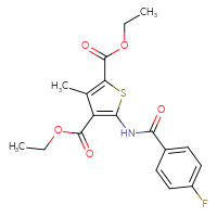 Chemical structure of 2,4-diethyl 5-(4-fluorobenzamido)-3-methylthiophene-2,4-dicarboxylate - CSSB00026324465