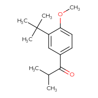 Chemical structure of 1-(3-tert-butyl-4-methoxyphenyl)-2-methylpropan-1-one - CSSB02150224036