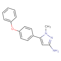 Chemical structure of 1-methyl-5-(4-phenoxyphenyl)-1H-pyrazol-3-amine - CSSB02234384668