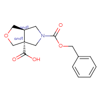 Chemical structure of rac-(3aR,6aR)-5-[(benzyloxy)carbonyl]-hexahydro-1H-furo[3,4-c]pyrrole-3a-carboxylic acid - CSSB02125421983