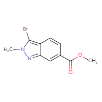 Chemical structure of methyl 3-bromo-2-methyl-2H-indazole-6-carboxylate - CSSB00011010916