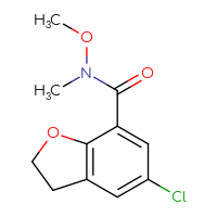 Chemical structure of 5-chloro-N-methoxy-N-methyl-2,3-dihydro-1-benzofuran-7-carboxamide - CSSB01395047497