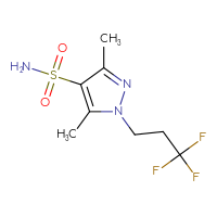 Chemical structure of 3,5-dimethyl-1-(3,3,3-trifluoropropyl)-1H-pyrazole-4-sulfonamide - CSSB00004024170