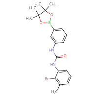 Chemical structure of 3-(2-bromo-3-methylphenyl)-1-[3-(4,4,5,5-tetramethyl-1,3,2-dioxaborolan-2-yl)phenyl]urea - CSSB21332093469