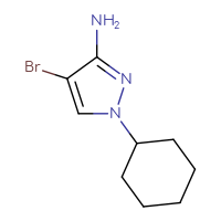 Chemical structure of 4-bromo-1-cyclohexyl-1H-pyrazol-3-amine - CSSB00011426415
