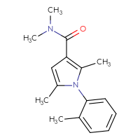 Chemical structure of N,N,2,5-tetramethyl-1-(2-methylphenyl)-1H-pyrrole-3-carboxamide - CSSB00103791774